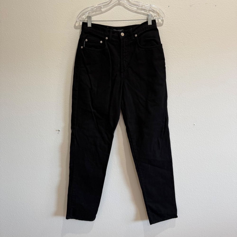 Karen Kane Lifestyle Vintage High Rise Mom Jeans Black Cotton Made‎ in USA 8 27